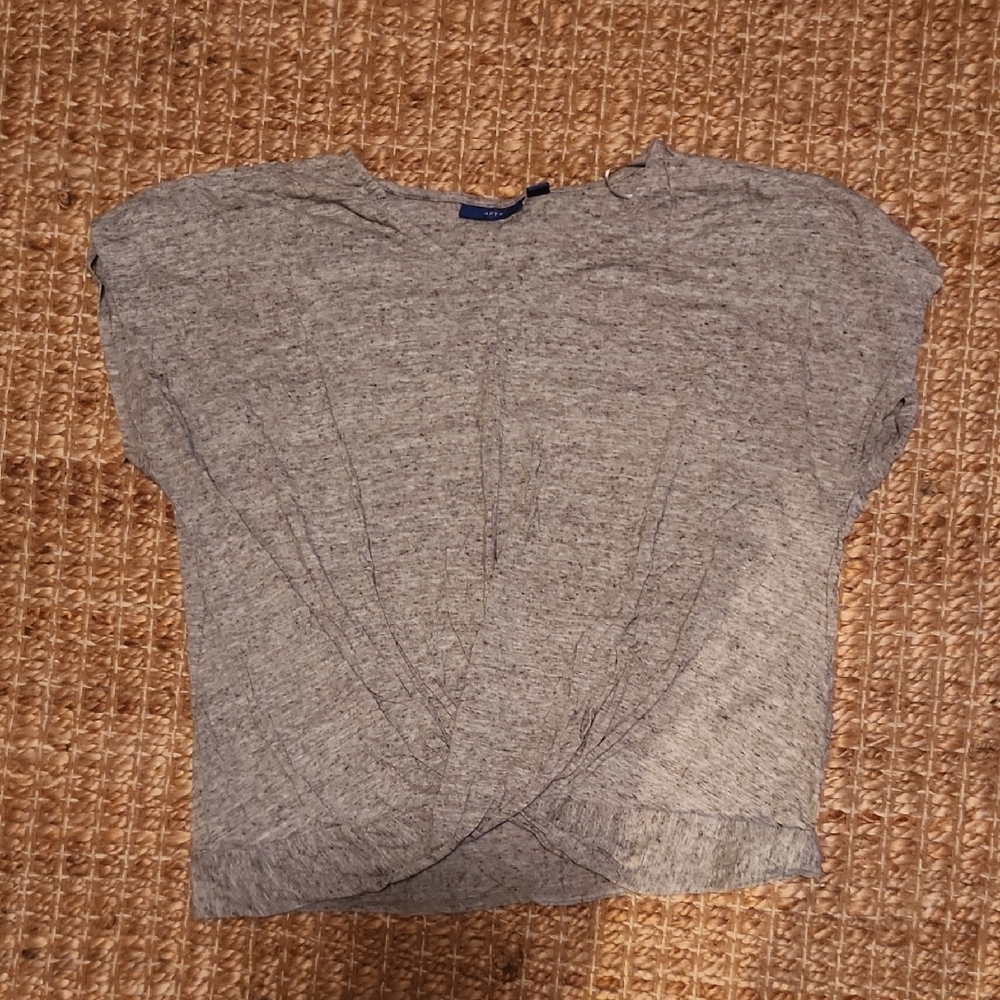 Apt. 9 Gray Relaxed Cap Sleeve Tee Twist Front XL Cropped Casual